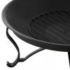 30-inch Round Steel Outdoor Fire Pit with Mesh Cover and Poker in Bronze