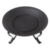 30-inch Round Steel Outdoor Fire Pit with Mesh Cover and Poker in Bronze