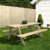 Solid Wood Outdoor Picnic Table with Benches Patio Garden Dining Set