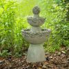 Outdoor Garden Patio 3-Tier Polyresin Stone Water Fountain with Pump