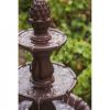 Outdoor Freestanding 3-Tier Brown Fiber-Resin Water Fountain with Pump