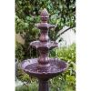 Outdoor Freestanding 3-Tier Brown Fiber-Resin Water Fountain with Pump