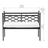 Outdoor Patio Black Metal Garden Bench with White Natural Seat Cushion