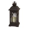 Lantern w/3"x3" LED Candle (Set of 2) 12.25"H Iron/Glass/Plastic - 2 AA Batteries Not Incld.