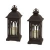 Lantern w/3"x3" LED Candle (Set of 2) 12.25"H Iron/Glass/Plastic - 2 AA Batteries Not Incld.