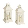 Lantern w/3"x3" LED Candle (Set of 2) 12.25"H Iron/Glass/Plastic - 2 AA Batteries Not Incld.