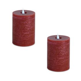 Simplux LED Designer Candle (Set of 2) w/Remote 3.5"x5"H Wax/Plastic (Color: Red)