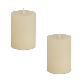 Simplux LED Designer Candle (Set of 2) w/Remote 3.5"x5"H Wax/Plastic (Color: Beige)