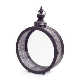 Lantern 22"H Metal/Glass (Color: Black)