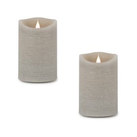 Simplux LED Designer Candle with Remote (Set of 2) 4 and 8 Hr Timer 3.5" x 5.5"H Wax/Plastic (Color: Grey)