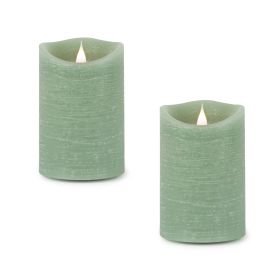 Simplux LED Designer Candle with Remote (Set of 2) 4 and 8 Hr Timer 3.5" x 5.5"H Wax/Plastic (Color: Green)