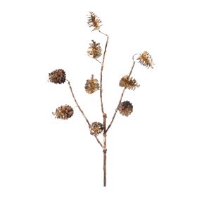 28"H Pine Cone Set Of 12 Plastic Spray (Color: Brown)