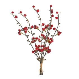 14"H Berry Set Of 6 Plastic Bundle Stem (Color: Red)