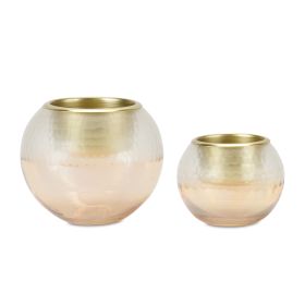 Votive Holder (Set Of 2) 3.5"H, 5"H Glass (Color: gold)