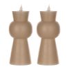 Simplux LED Designer Candle w/4 and 8 Hr Timer (Set of 2) 3.5" x 7.5"H Wax/Plastic (Requires 2 AA Batteries, Not Included)