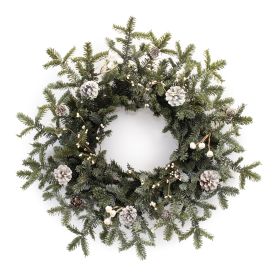 27"D Plastic Pine Outdoor Wreath (Color: Green, Brown)