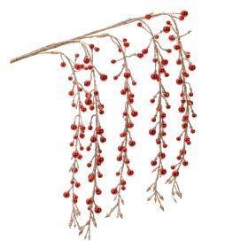 Hanging Berry Branch (Set of 2) 26"H Plastic (Color: Red, Gold)