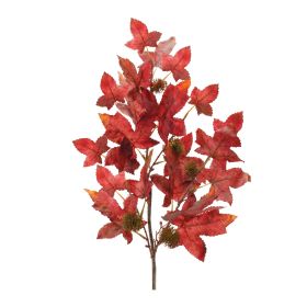 Maple Leaf Spray (Set of 6) 30"H Polyester (Color: Red)