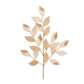 Beaded Leaf Spray (Set of 6) 28"H Polyester (Color: gold)