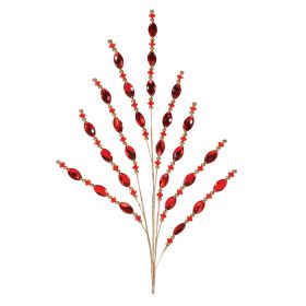 Bead Spray (Set of 2) 33.5"H Plastic (Color: Red)