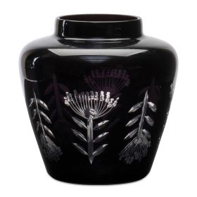 Vase 6.5"D x 6.5"H Glass (Color: Black)