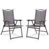 Set of 2 Patio Folding Sling Back Camping Deck Chairs