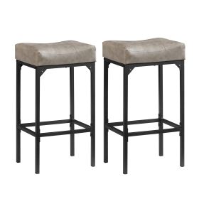 Bar stool set 2PC (White+Golden/Grey+Black) (Color: Grey)