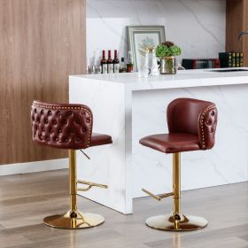 A&A Furniture,Swivel Barstools Adjusatble Seat Height, Modern PU Upholstered Bar Stools with the whole Back Tufted (Color: as Pic)