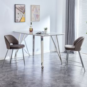 Bar Chair.Dining Chair.Stylish and Comfortable Velvet Bar Stool.with High-Density Foam Chair,Durable Electroplated Metal Legs (Color: Grey)