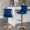 A&A Furniture,Golden Swivel Velvet Barstools Adjusatble Seat Height from 25-33 Inch