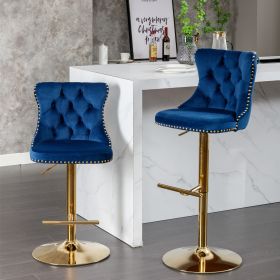 A&A Furniture,Golden Swivel Velvet Barstools Adjusatble Seat Height from 25-33 Inch (Color: as Pic)