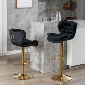 A&A Furniture,Swivel Bar Stools Set of 2, Velvet Counter Height Adjustable Barstools (Color: as Pic)