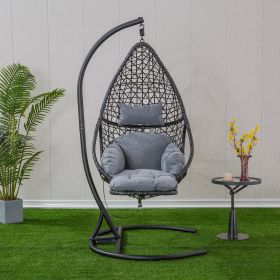 Patio PE Rattan Swing Chair With Stand and Leg Rest for Balcony, Courtyard (Color: as Pic)