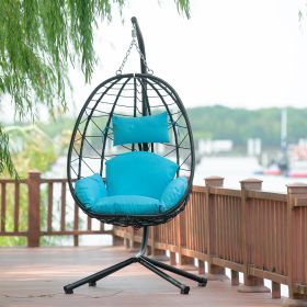 Egg Chair with Stand Indoor Outdoor Swing Chair Patio Wicker Hanging Egg Chair Hanging Basket Chair Hammock Chair with Stand for Bedroom Living Room B (Color: as Pic)