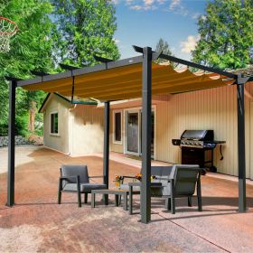 Outdoor Living  Outdoor Retractable Pergola with Weather-Resistant Canopy Aluminum Gar (Color: Dark Gray10'x10')