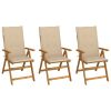 Folding Patio Chairs 3 pcs with Cushions Solid Acacia Wood