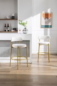 COOLMORE Bar Stools Industrial Pub Barstools with Back and Footrest, Modern Armless Bar Height Stool Chairs Set of 2 (Color: Beige)