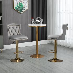 COOLMORE Bar Stools with Back and Footrest Counter Height Dining Chairs 2PC/SET (Color: Grey)