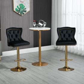 COOLMORE Bar Stools with Back and Footrest Counter Height Dining Chairs 2PC/SET (Color: Black)