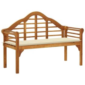 Patio Queen Bench with Cushion 53.1" Solid Acacia Wood (Color: Brown)