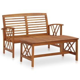 2 Piece Patio Lounge Set Solid Acacia Wood (Color: Brown)