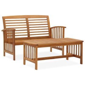 2 Piece Garden Lounge Set Solid Acacia Wood (Color: Brown)