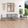 5 Piece Patio Lounge Set Gray Solid Pinewood