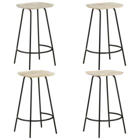 Bar Stools 4 pcs Solid Mango Wood (Color: Black)