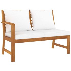 Garden Bench 45.1" with Cream Cushion Solid Acacia Wood (Color: Cream)