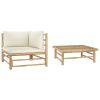 2 Piece Garden Lounge Set with Cream White Cushions Bamboo