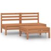 3 Piece Patio Lounge Set Solid Pinewood Honey Brown