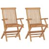 Folding Patio Chairs 2 pcs Solid Teak Wood