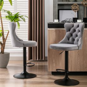 A&A Furniture,Swivel Velvet Barstools Adjusatble Seat Height from 25-33 Inch,17.7 inch base (Color: as Pic)