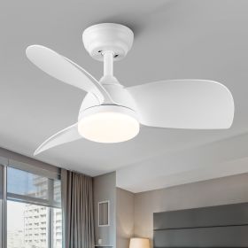 28 In Intergrated LED Ceiling Fan Lighting with White /Black  ABS Blade (Color: White)
